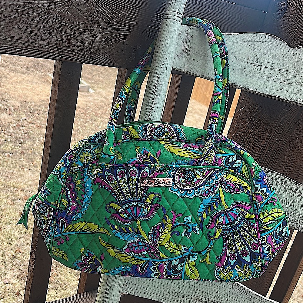 Vera Bradley Retired Emerald Paisley Two Handled Satchel Bag 💚